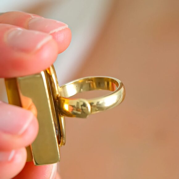 Cocktail Ring - Baltic Butterscotch Amber 14k Gold Plated s925 - Picture 7 of 8